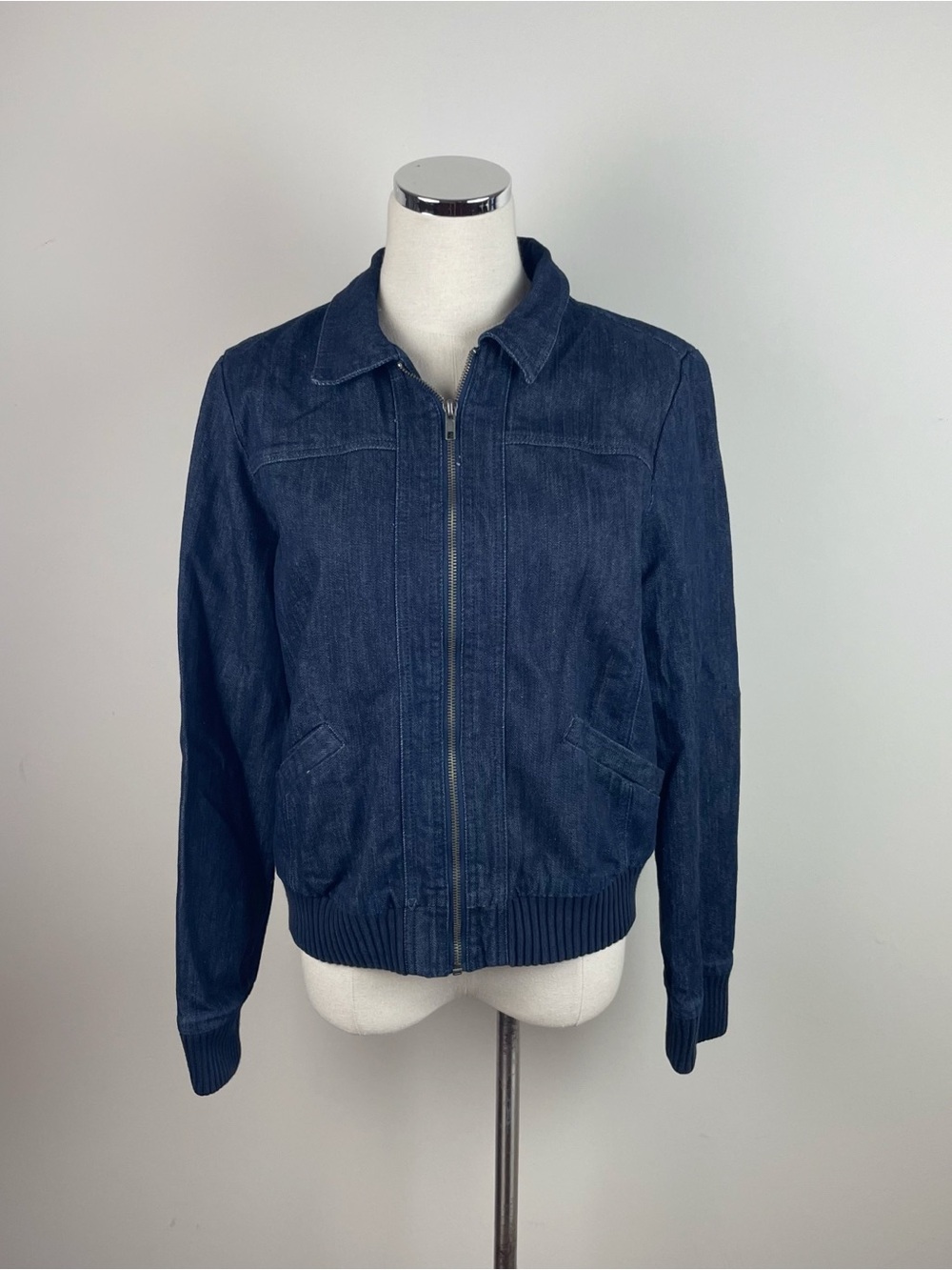 New York & Company Dark Blue Denim Jean Jacket Full Zip New Women Medium